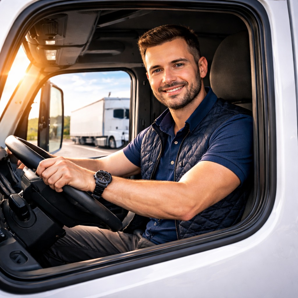 Fotorealistisches Icon: LKW fährt weiter